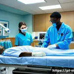의료 교육 혁신 - **Clinical Simulation in a Modern Medical Lab**: A diverse group of young medical students, comprisi...